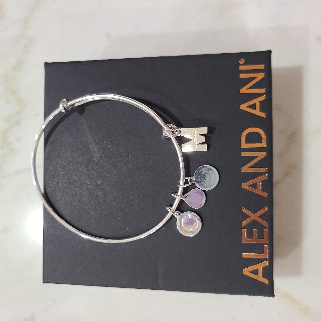 Alex And Ani Silver Initial 'M' Charm Bangle With Other Charms — image 5 of 8